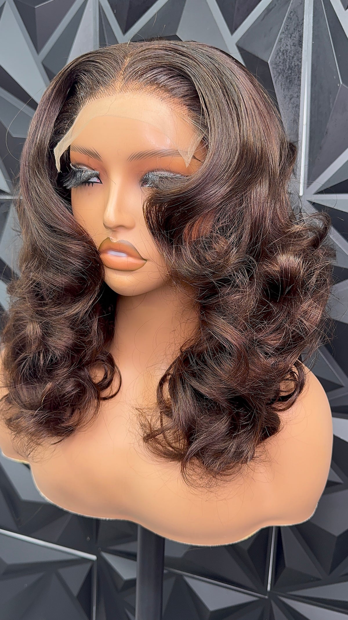 16”SDD Luxury PBrown bouncy frwith 5x5 Closure for Stylish Looks and Versatile Wear - Elegant & Comfortable Fit