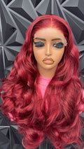 Glue Less 24”Brown Bouncy Wavy 5x5 Closure Lace 100% Human Hair Wig with Natural Look and Soft Texture for Everyday Wear