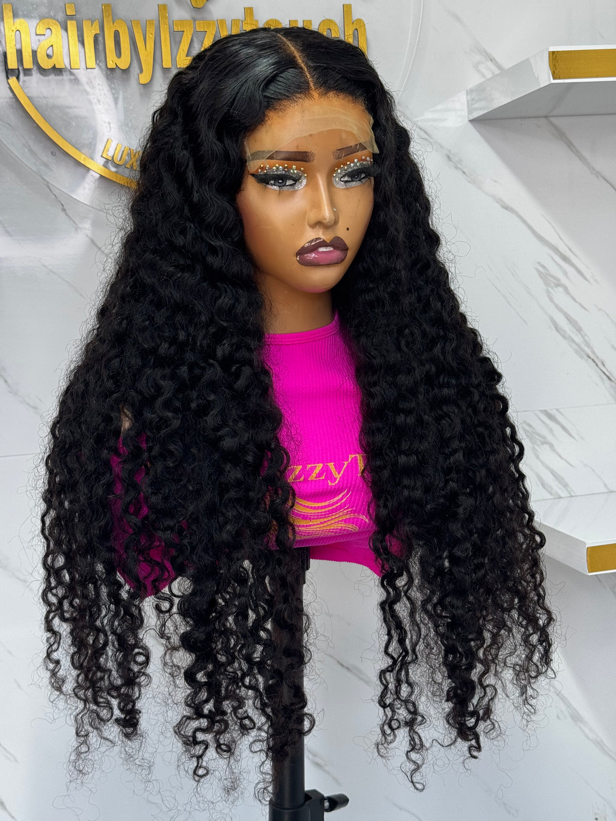 Superme Lush Curly 28” natural Colour 300g Glueless full frontal lace Lace Wig 100% Human Hair