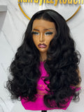 lush 24inch 13x4 full frontal glue less lace,Natural Human Hair Wigs pre  Plucked loose bouncy Wigs for Womwen Human Hair natural Color 100% Human Hair 350g