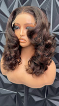 16”SDD Luxury PBrown bouncy frwith 5x5 Closure for Stylish Looks and Versatile Wear - Elegant & Comfortable Fit