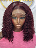 16”SDD Wine Pixel Curl Wig 5x5 Glueless 100% Human Hair for Natural Look and Comfortable Wear