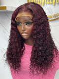18-inch Lush burgundy Colour Curls Wig with 5x5 Closure Glueless 100% Human Hair for Natural Look 300g Perfect for Effortless Style