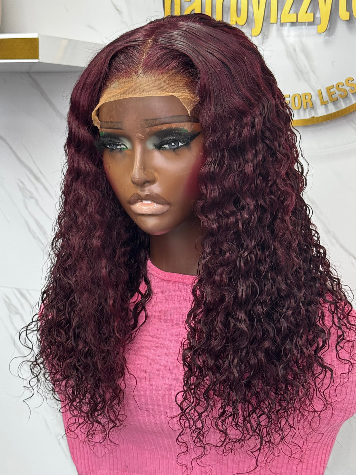 18-inch Lush burgundy Colour Curls Wig with 5x5 Closure Glueless 100% Human Hair for Natural Look 300g Perfect for Effortless Style