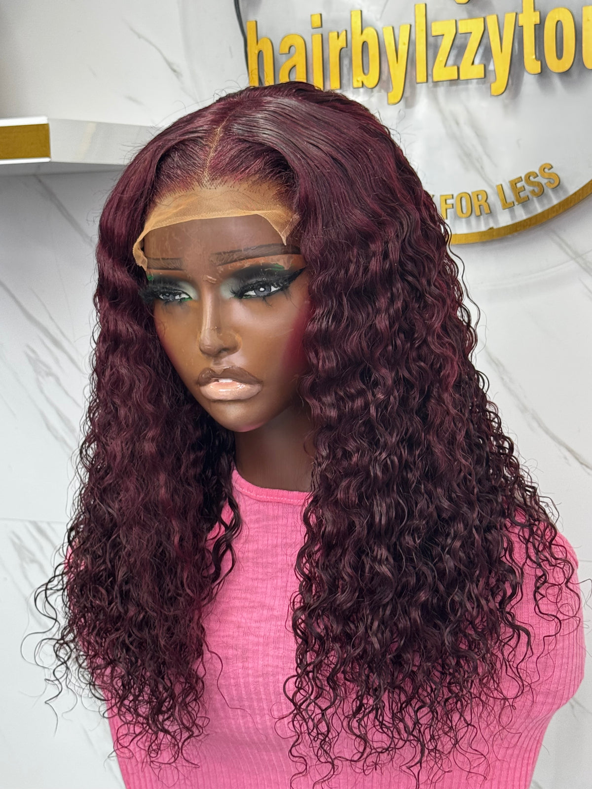 18-inch Lush burgundy Colour Curls Wig with 5x5 Closure Glueless 100% Human Hair for Natural Look 300g Perfect for Effortless Style